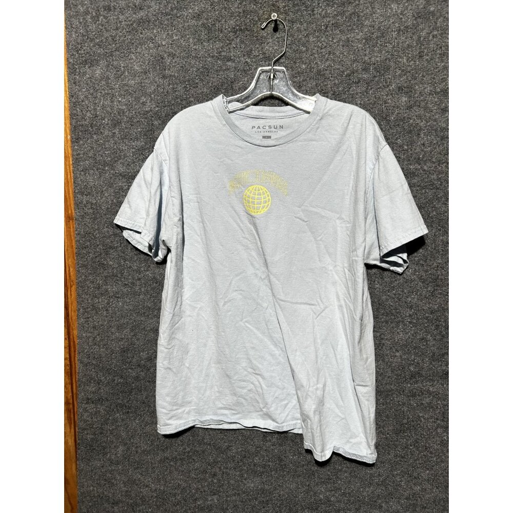 PacSun Shirt Mens Large Blue Change The World Graphic Tee Motivational Globe
